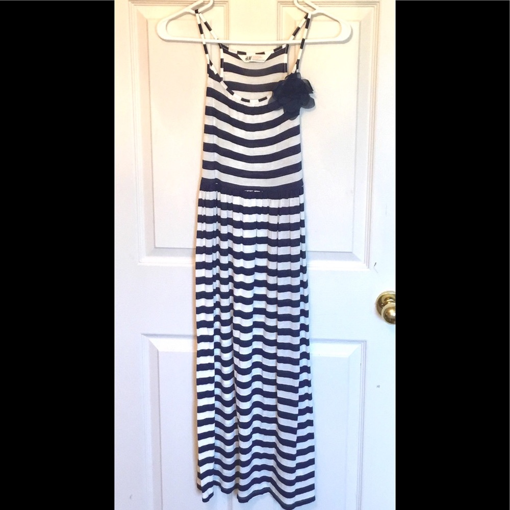 Navy blue and white long dress!